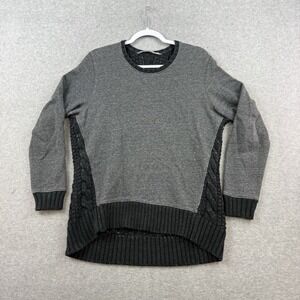 Athleta Madera Gray Chunky Cable Knit Sweater Merino Blend Size Medium